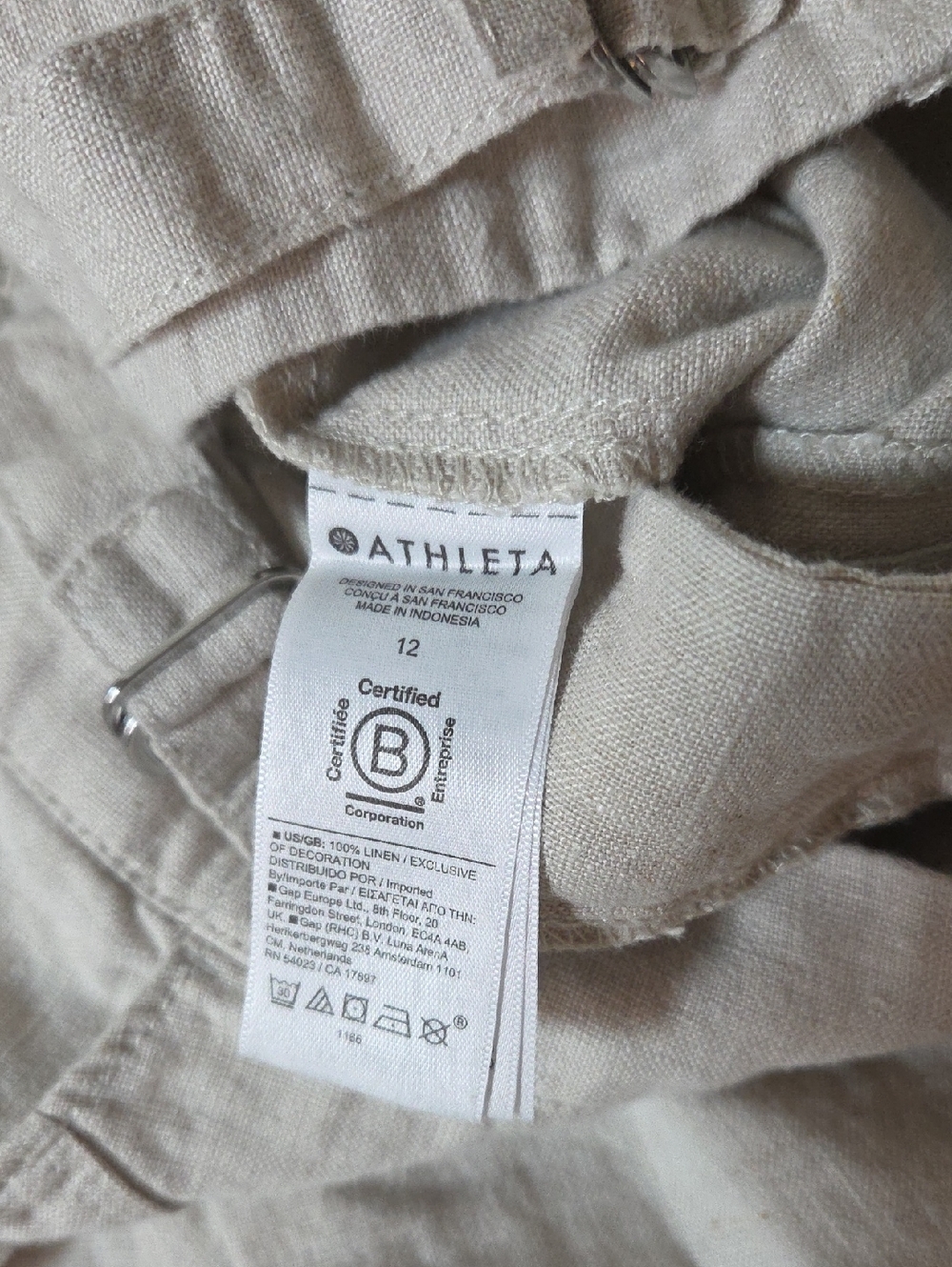 Athleta Voyager Linen Pant Sz 12 Regular Undyed - Picture 10 of 14
